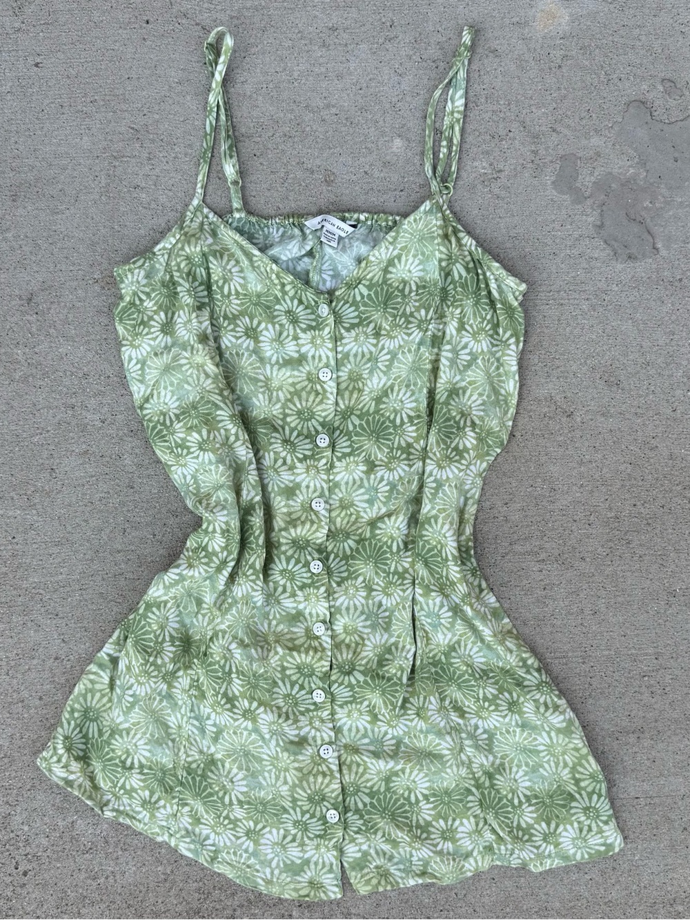 American Eagle Green Daisy Floral Button Front Cami Romper Size Medium